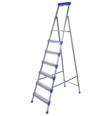 Стремянка стальная 7 ступеней (1,51м), с лотком для инструментов