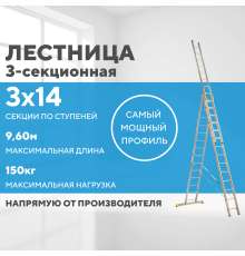 Лестница алюминиевая 3х14 (9,60м)