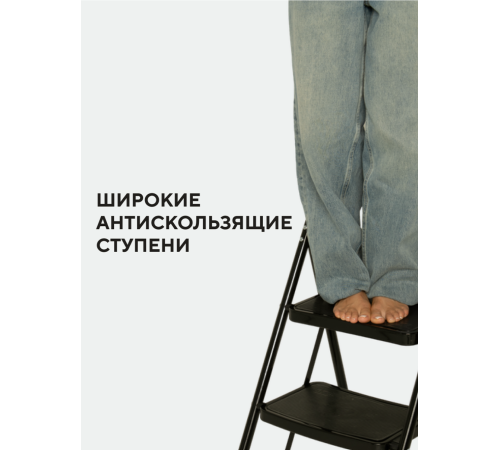 Стремянка 4-х ступенчатая Alterno с широкими антискользящими ступенями. Black Edition Exclusive